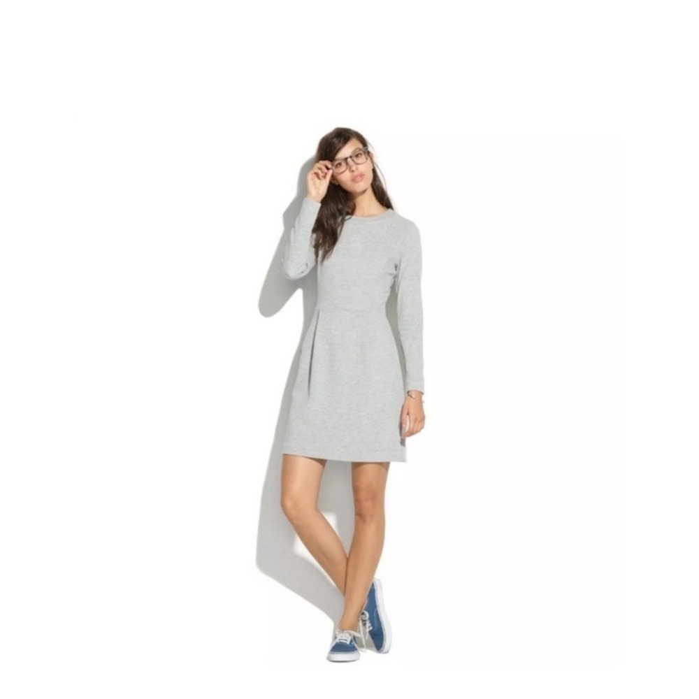 Madewell Sweatshirt Dress M Gray Front Pleats Athleisure Outdoors Casual Comfy